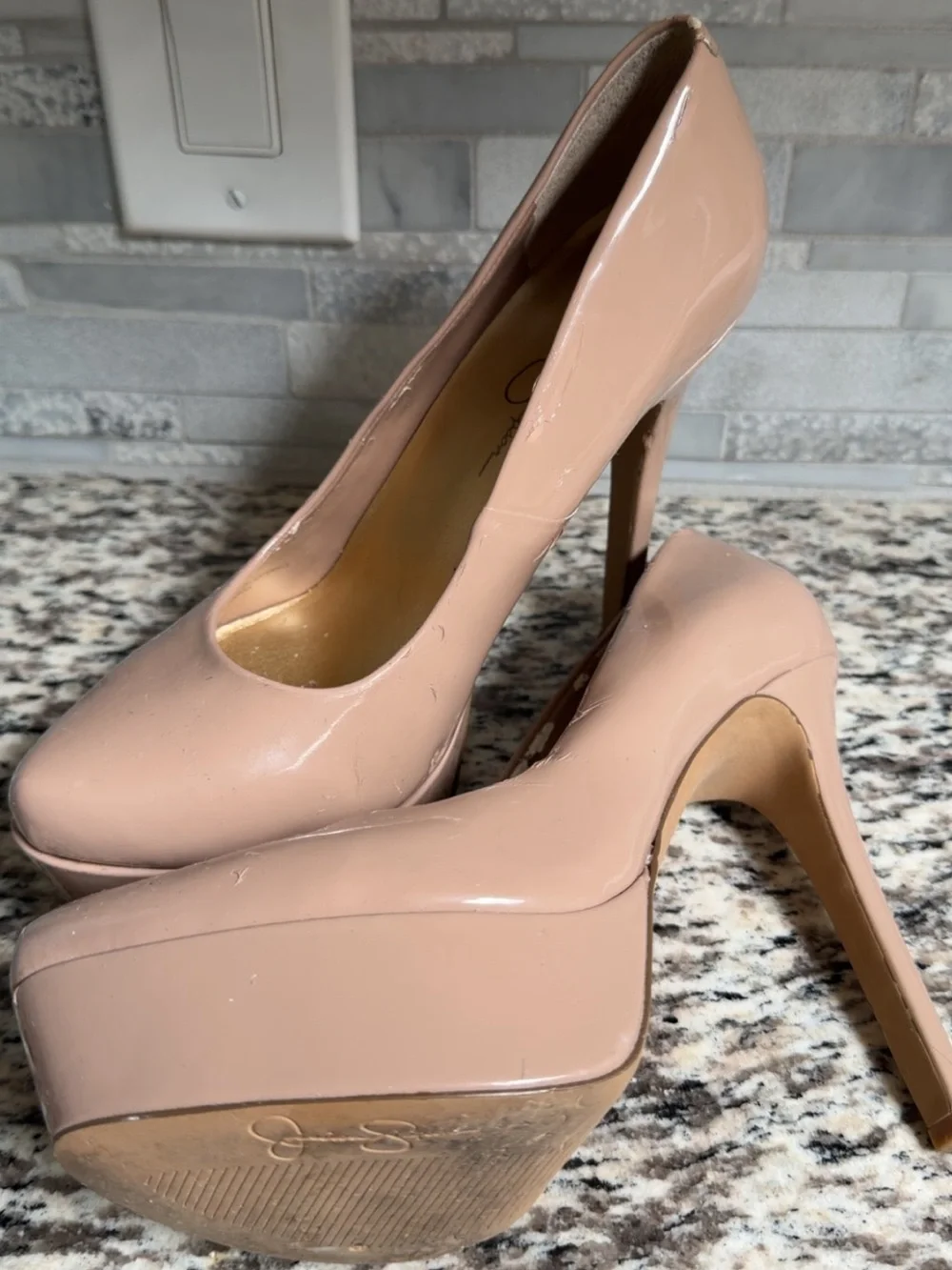 Jessica Simpson Blush Patent Platform Pumps - Blush